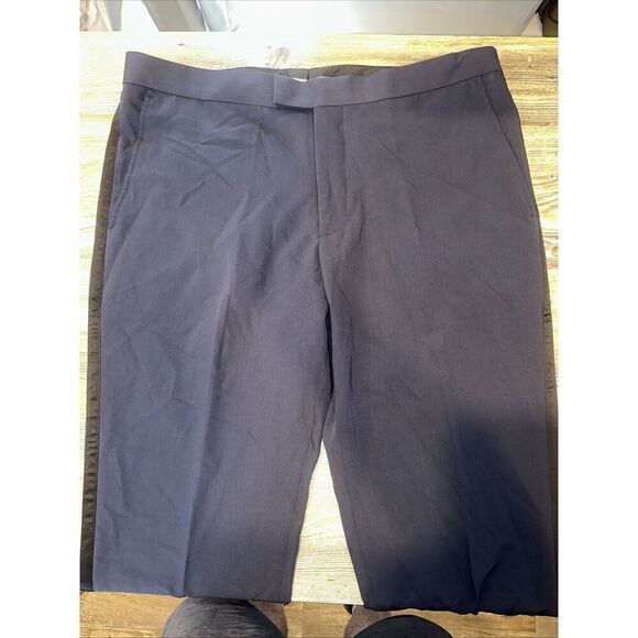 Nordstrom Rack Trim Fit Poly Blend Pants Navy. Size 38x37. Raw Hem. NWOT. P - Picture 1 of 12